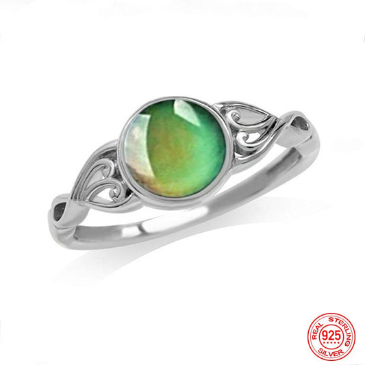 EmotiGlow Oval Mood Ring | 925 Sterling Silver Oval  Temperature Change Ring For Women