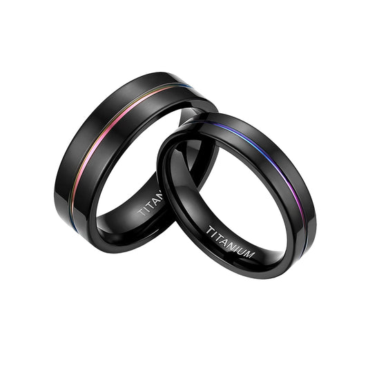 Pride Titanium Rainbow Ring Couples 5mm and 7mm Band Size 5-13