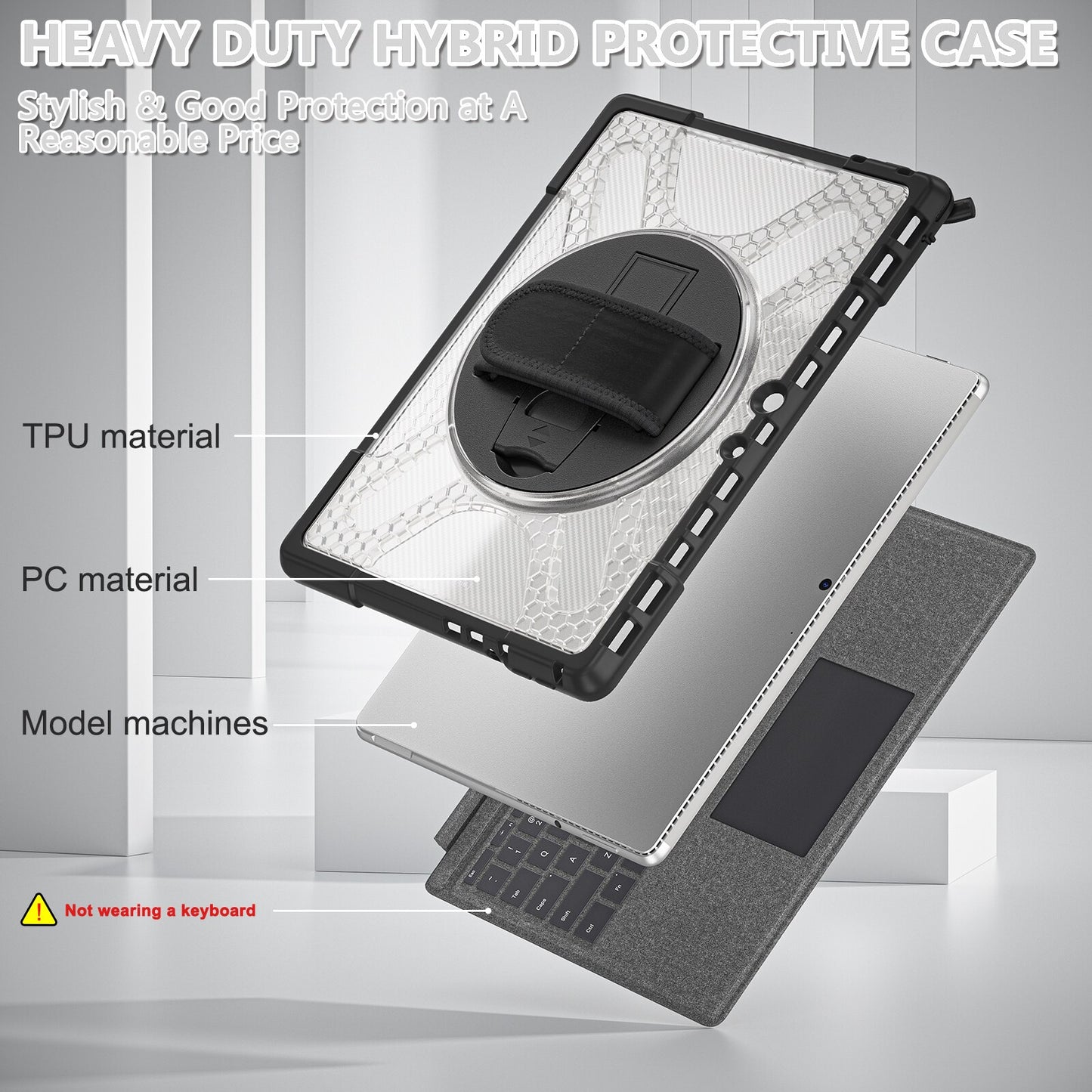 Military Grade 360 Rotating Case for Microsoft Surface Pro 9/8/7/6/5/4 GO 1/2/3 Shockproof Silicone Cover
