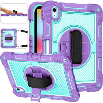 Heavy Duty Shockproof Case Cover for iPad 10th Generation Case 10.9 2022, with Pencil Holder/360 Rotation Stand/Hand Strap