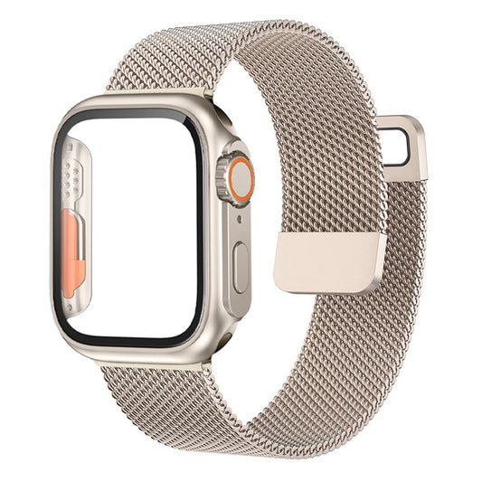 Loop Style Watch Band with Cover and Glass For Apple Watch Band 40mm 41 mm 44mm 45mm iWatch series 7 se 4 5 6 8