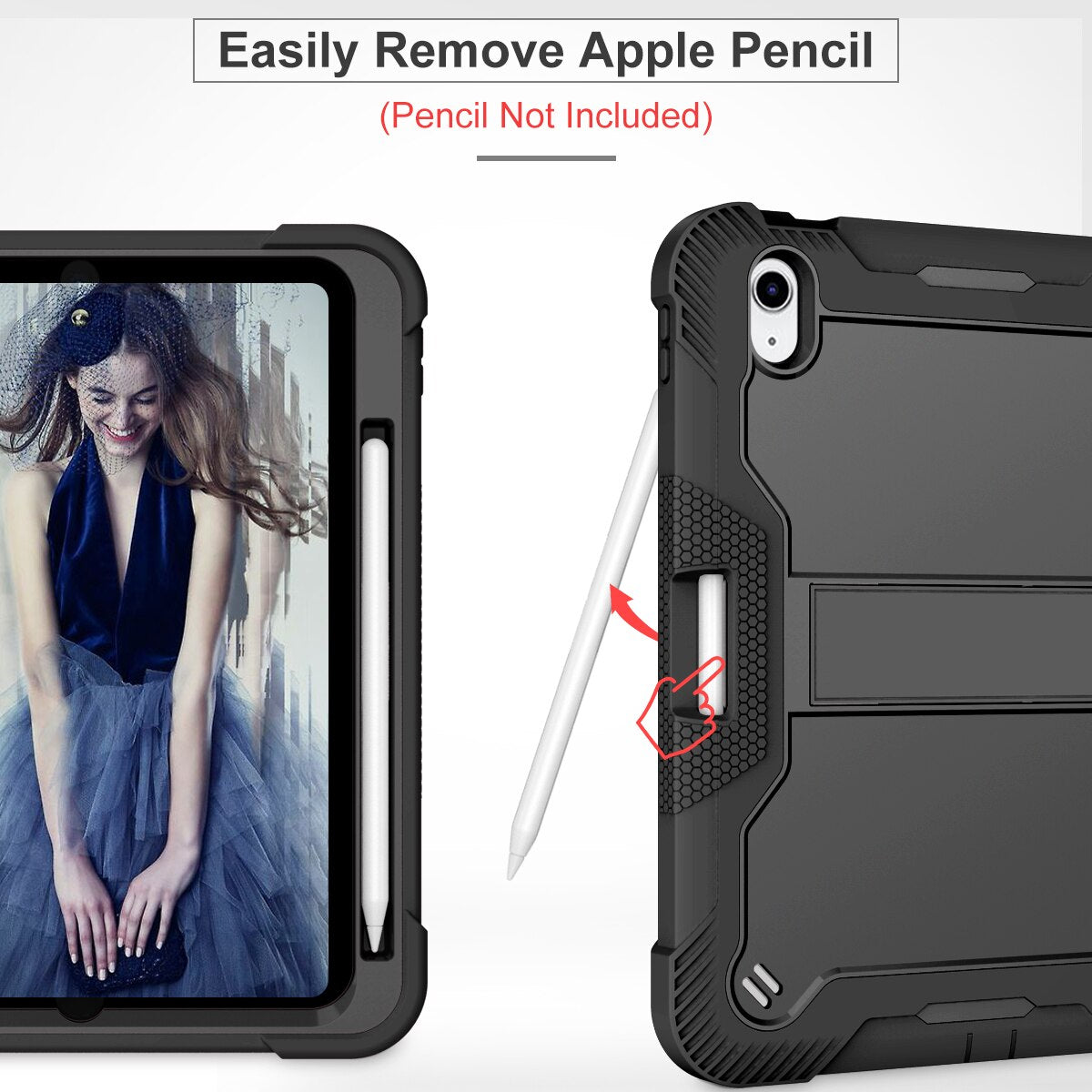 For iPad 2022 10th Generation 10.9 Case, Includes Pencil Holder and Kickstand) Rugged Shockproof Heavy Duty Case