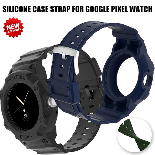 PixSecure Sport Silicone Case+Band for Google Pixel Watch TPU Protector Case Strap