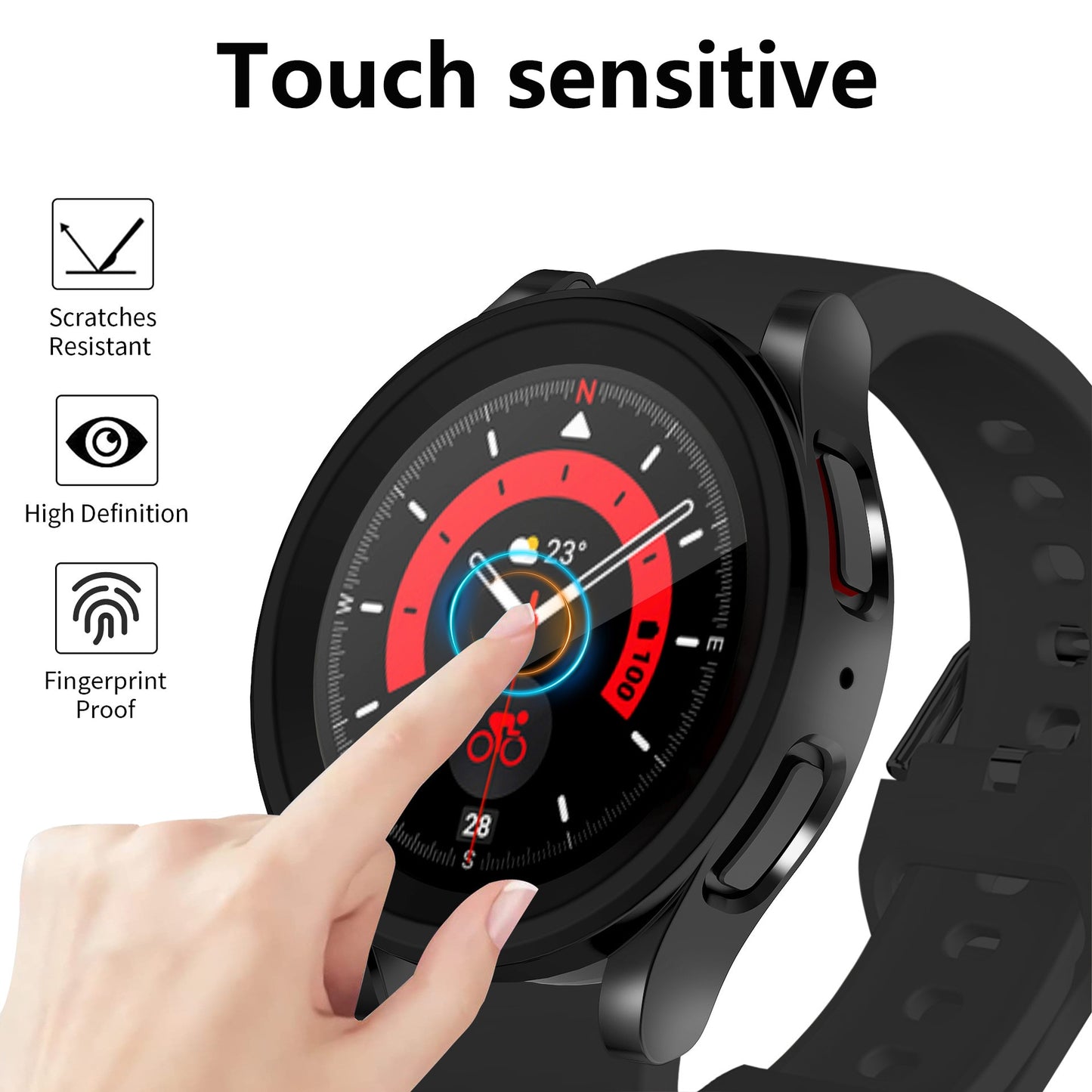 Samguard TPU Cover Case for Samsung Galaxy Watch 5 Pro 45mm Protective Full Screen Cover Bumper Case
