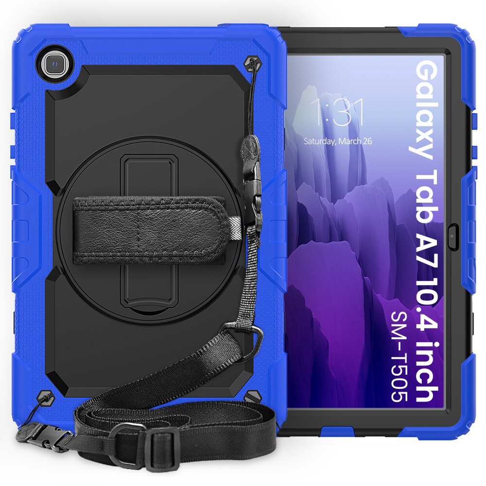 360 Rotation Strap Case Cover and Kickstand for Samsung Galaxy Tab A7 Lite 8.7 A7 10.4 2020/ A8 10.5 2022 Protective Cover