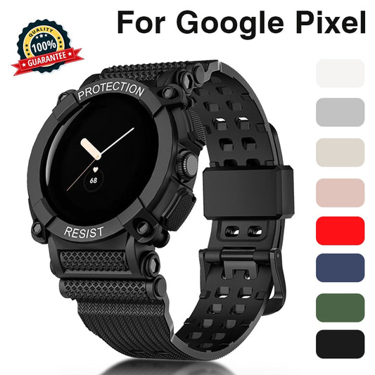 Silicone Sport Strap Case for Google Pixel Watch Band Replacement  TPU Belt Protective Cover Silicone Bezel