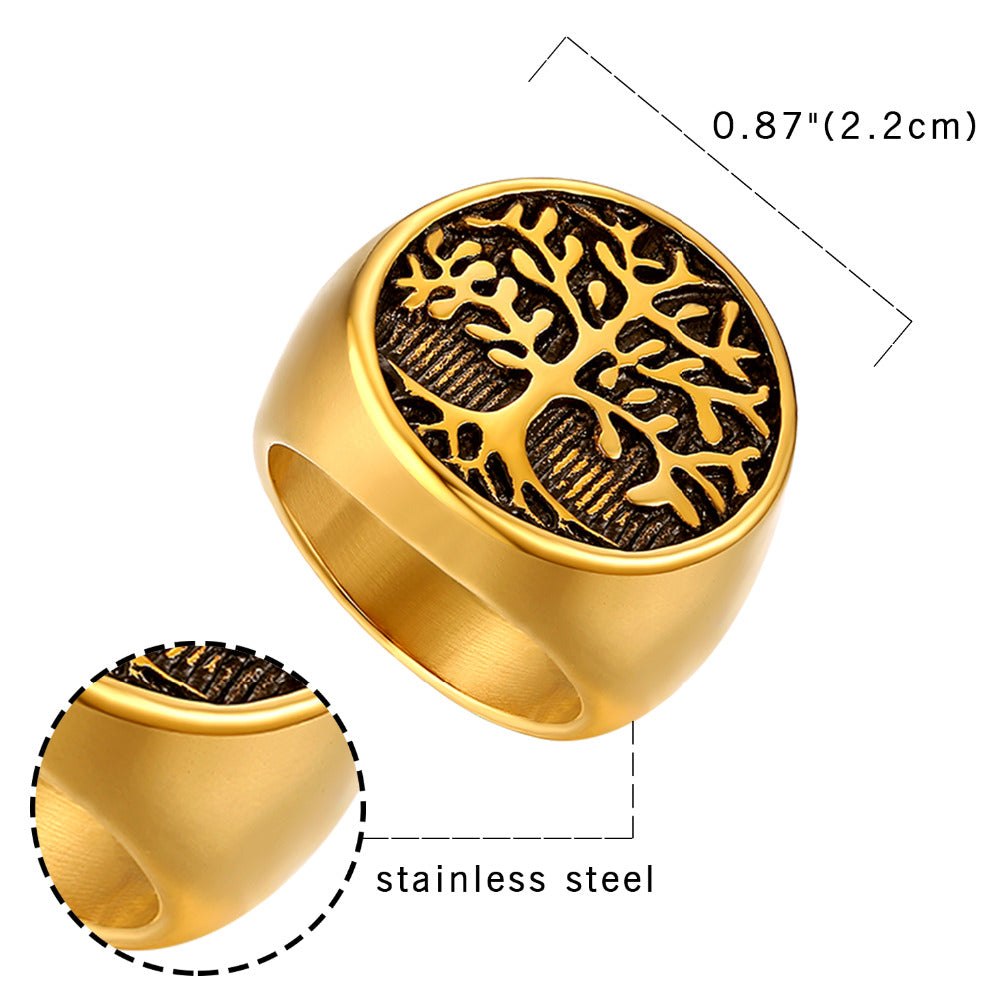 Silver or Gold Color Tree Of Life Ring Stainless Steel Life Tree Rings Unisex Ring Jewelry