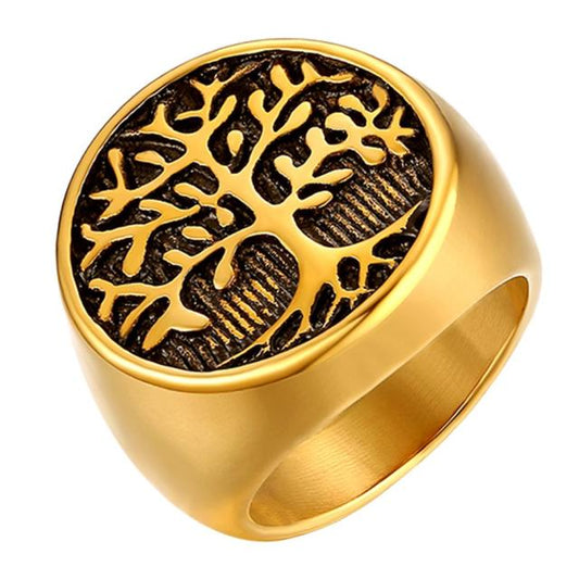 Silver or Gold Color Tree Of Life Ring Stainless Steel Life Tree Rings Unisex Ring Jewelry