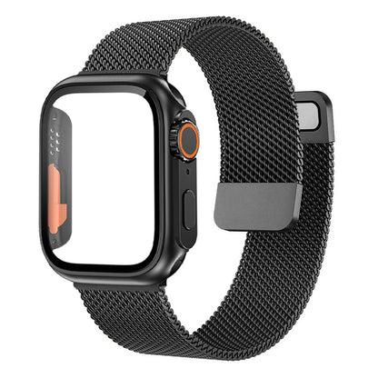 Loop Style Watch Band with Cover and Glass For Apple Watch Band 40mm 41 mm 44mm 45mm iWatch series 7 se 4 5 6 8