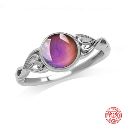 EmotiGlow Oval Mood Ring | 925 Sterling Silver Oval  Temperature Change Ring For Women