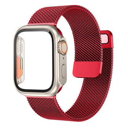 Loop Style Watch Band with Cover and Glass For Apple Watch Band 40mm 41 mm 44mm 45mm iWatch series 7 se 4 5 6 8