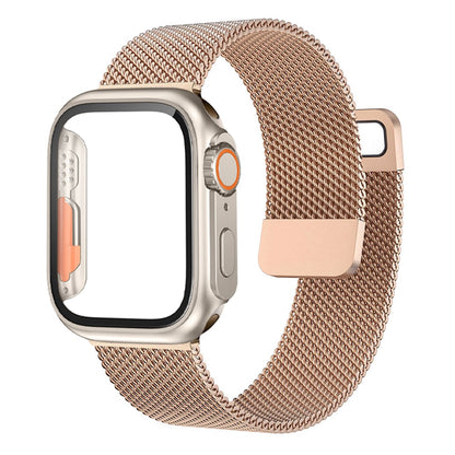 Loop Style Watch Band with Cover and Glass For Apple Watch Band 40mm 41 mm 44mm 45mm iWatch series 7 se 4 5 6 8