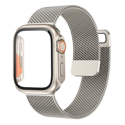 Loop Style Watch Band with Cover and Glass For Apple Watch Band 40mm 41 mm 44mm 45mm iWatch series 7 se 4 5 6 8