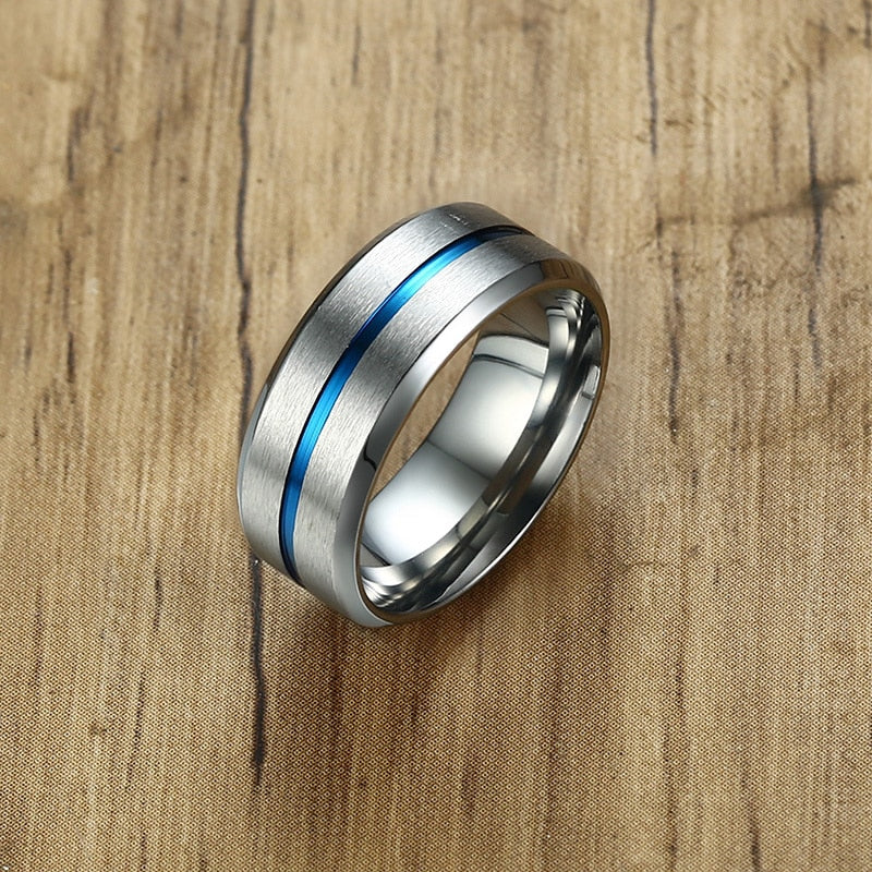 Stainless Steel Men's Black or Silver Fashion Ring Men Jewelry