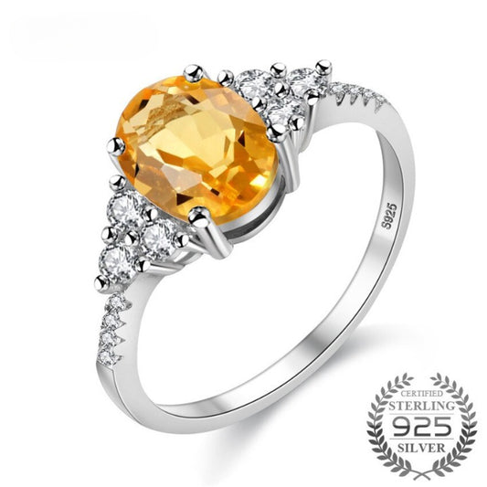 Natural Citrine Birthstone Solitaire 1.2ct Ring Genuine 925 Sterling Silver