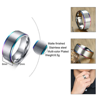 Stainless Steel Men's Black or Silver Fashion Ring Men Jewelry