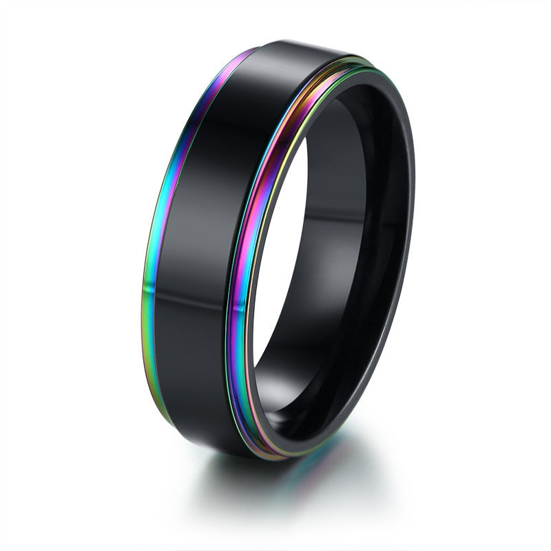 Stainless Steel Men's Black or Silver Fashion Ring Men Jewelry