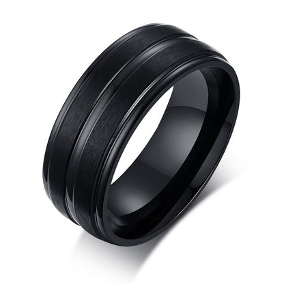 Stainless Steel Men's Black or Silver Fashion Ring Men Jewelry