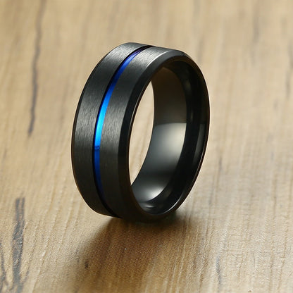 Stainless Steel Men's Black or Silver Fashion Ring Men Jewelry