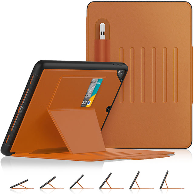 iPad Pro 12.9 (2020 & 2021 Model) Brown Squared Rotating Stand Cover Case Pouch